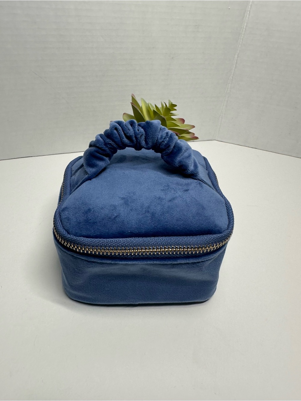 a new day Blue Velvet Scrunch-Handle Cosmetic Case